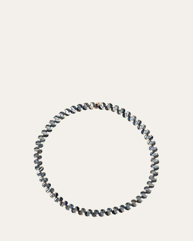 20K Rose Gold Braided Rivire Choker with Parti Sapphire and Aquamarine